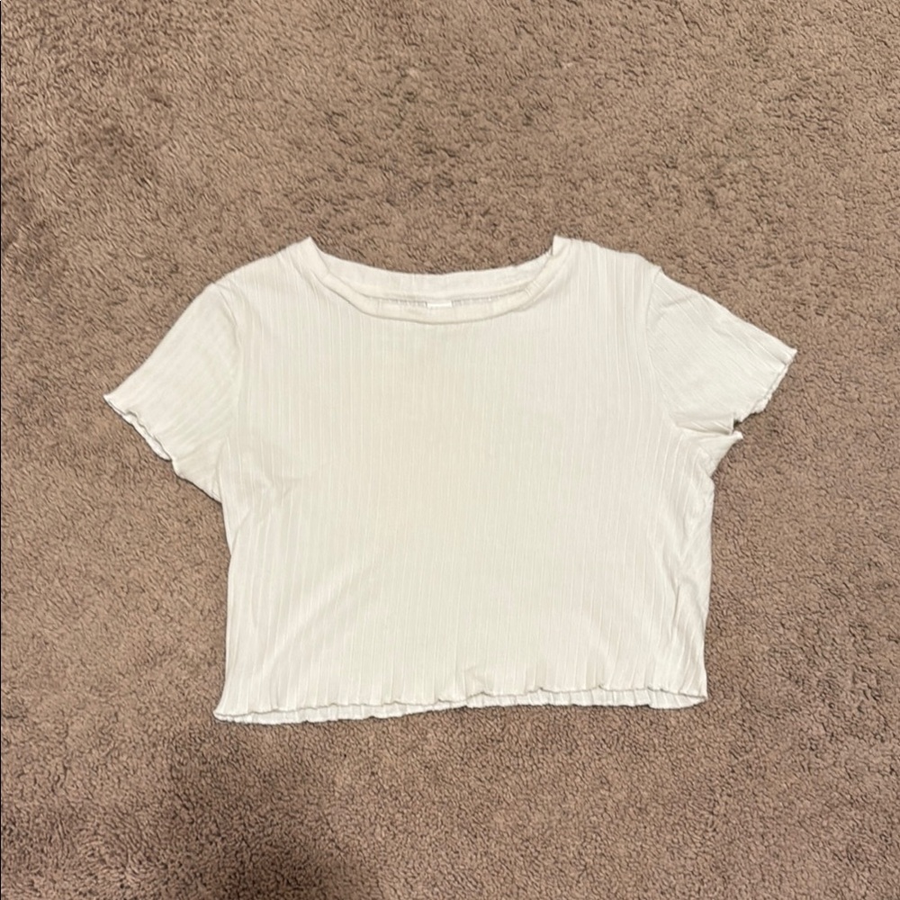 White Fitted Crop Short Sleeve Tee